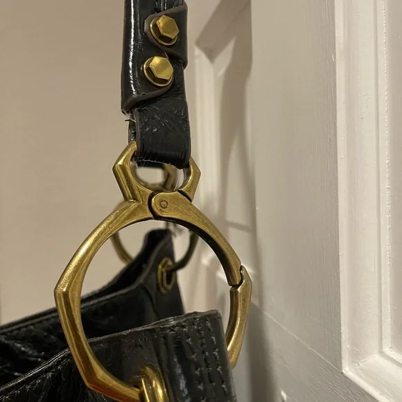 orYANY Lucy crocodile Black patent leather embossed hobo bag. - Picture 3 of 16